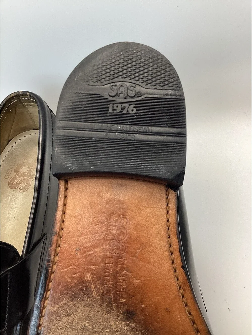 SAS Men's Penny 40 Slip-On Loafer Black Leather Size 8.5 N Narrow Made in USA